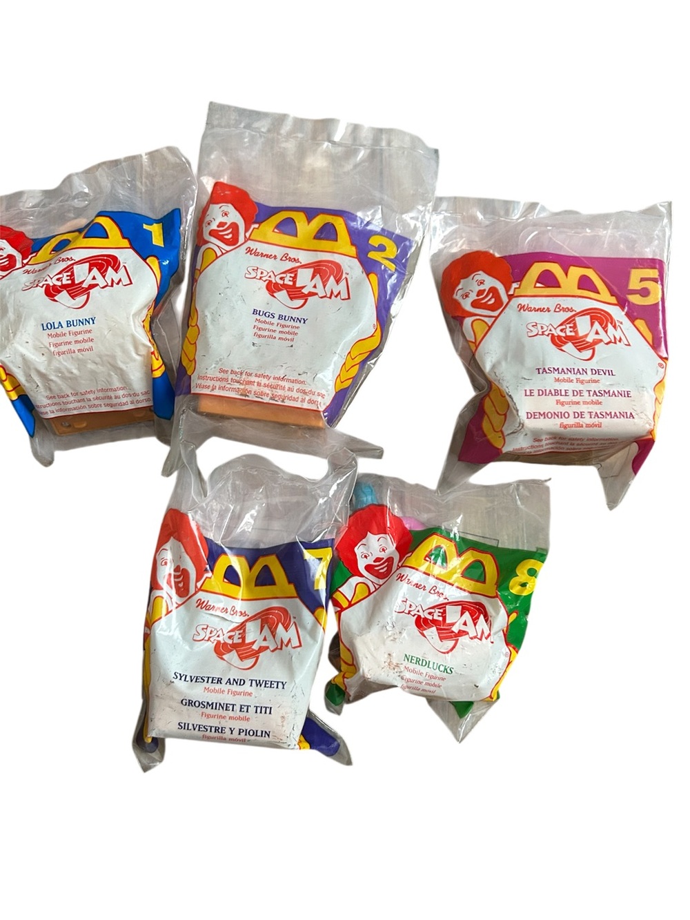 McDonalds Space Jam Looney Tunes Happy Meal Toy 1996 Set of 5 Vintage